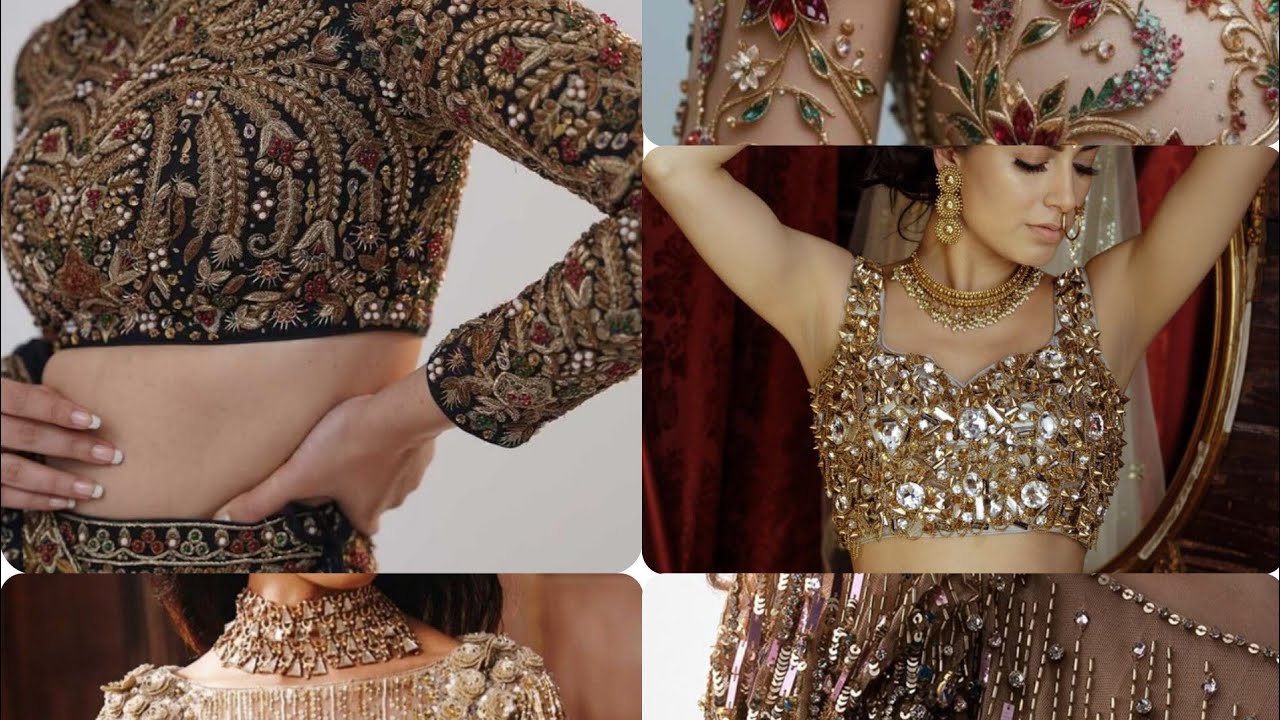 Moti work blouses designing unique ideas for blouses