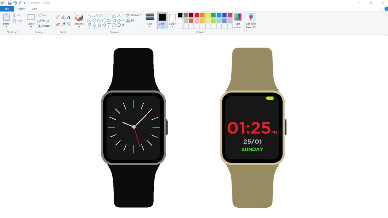 How to draw Smart Watch in computer using Ms Paint | Smart Watch Drawing | Ms Paint Drawing.