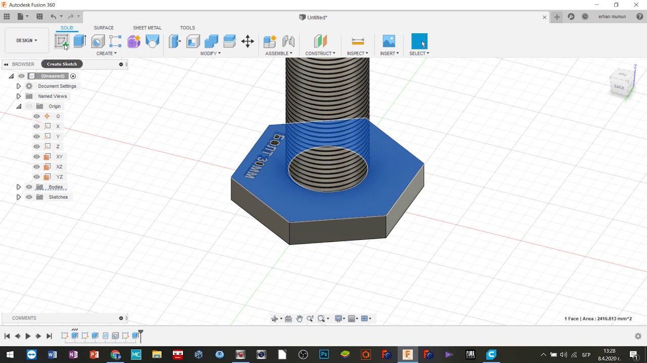 AUTODESK FUSION 360 BOLT MODELING