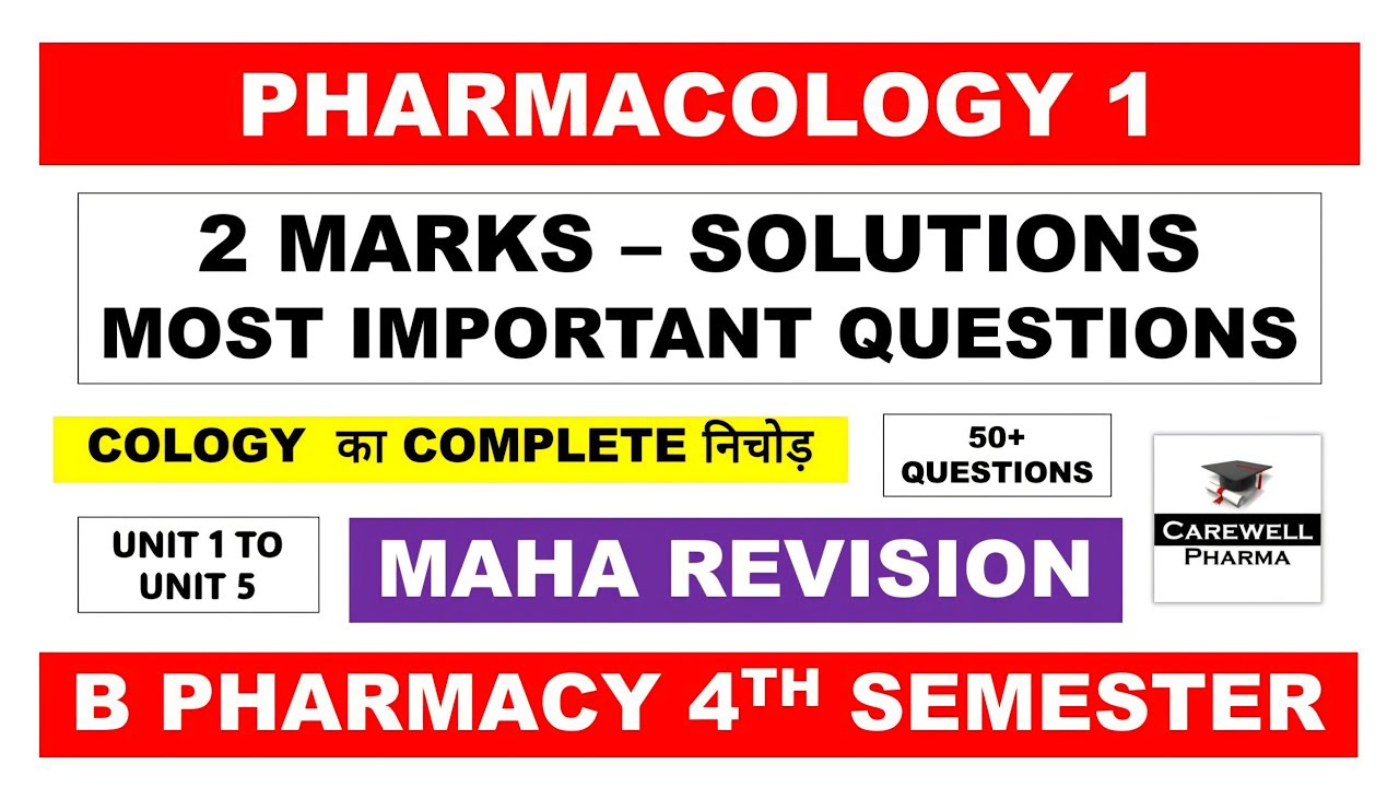 2 Marks Nichod Video | Pharmacology 4th Semester | Pharmacology 1 | Carewell Pharma