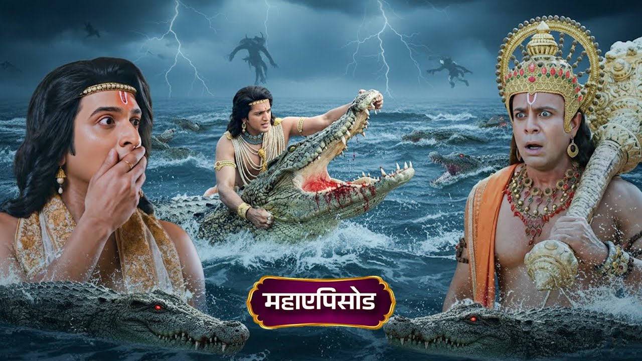 जब लक्ष्मण फँसे मगरमच्छ के चंगुल में | श्रीराम और हनुमान हुए चिंतित | Shrimad Ramayan #ram