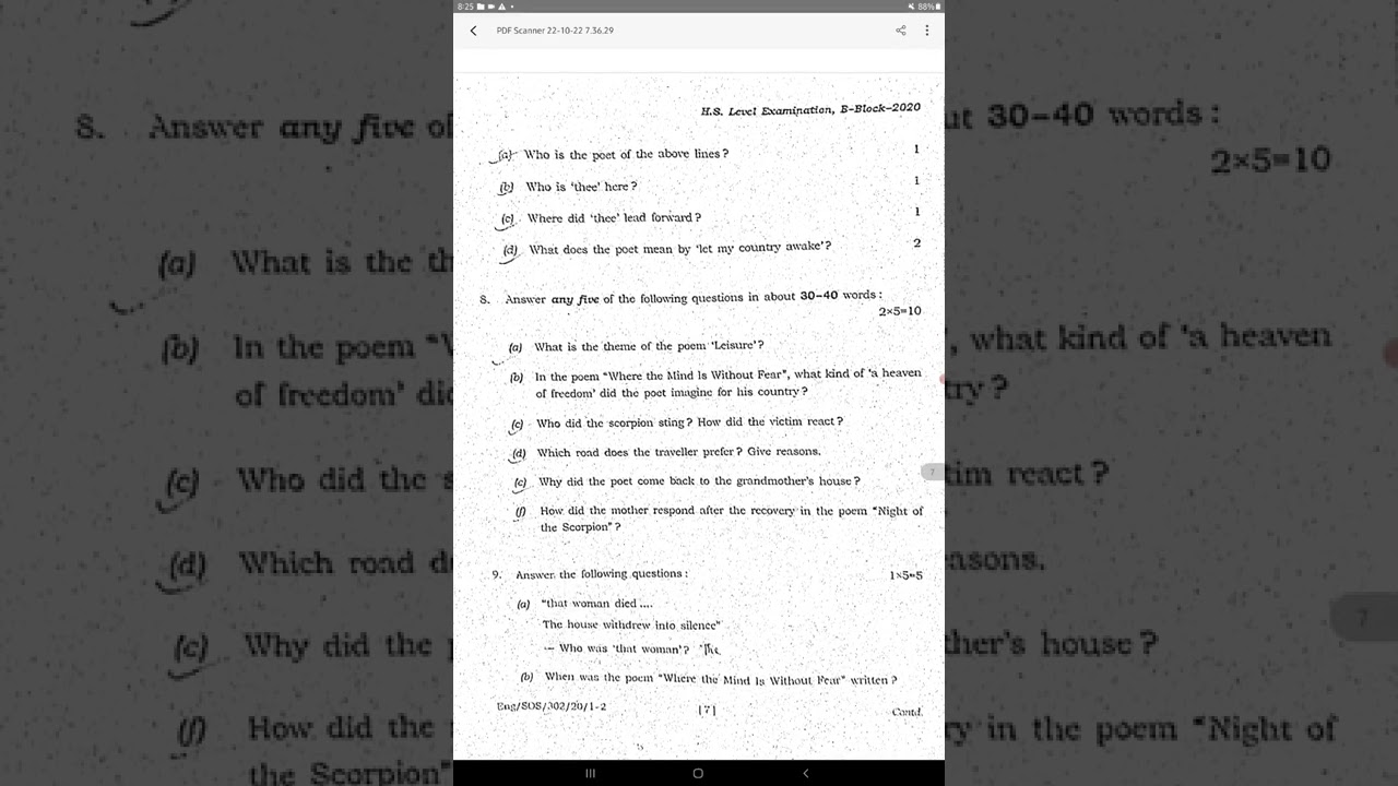 English paper (SOS) H.s level examination,B-Block-2020