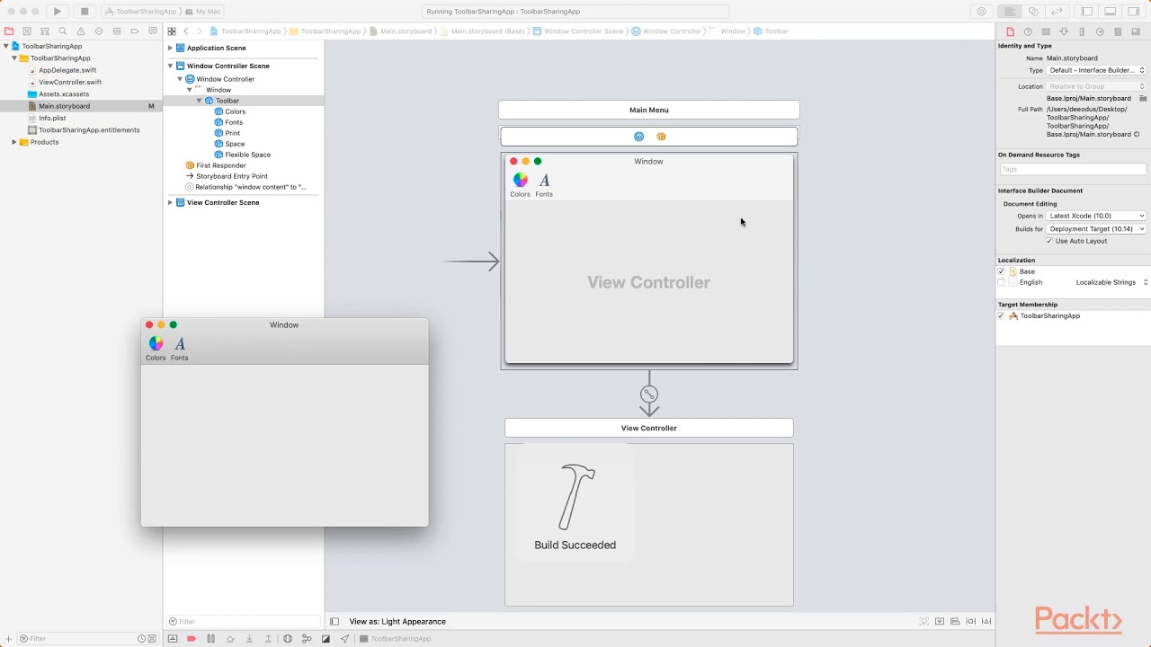 Professional macOS Programming : Adding Toolbar to a Window  | packtpub.com