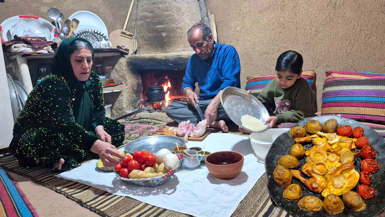 Traditional Iranian Village Cooking | Delicious Fire-Roasted Chicken
