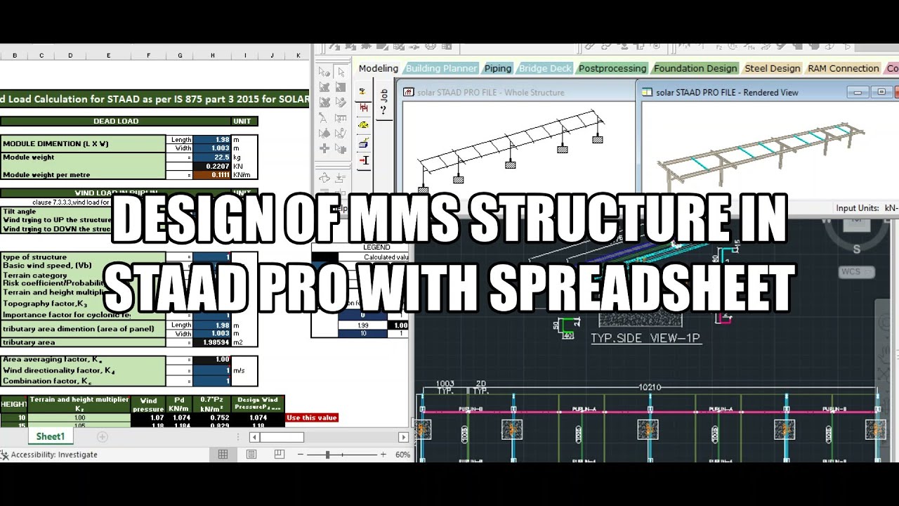Design and Analysis of SOLAR STRUCTURE in STAAD PRO #DEAD LOAD #WIND LOAD