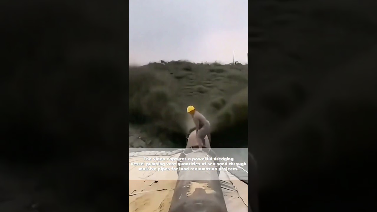 Land Reclamation: Dredging Vessel Harvesting Sea Sand for Island Construction