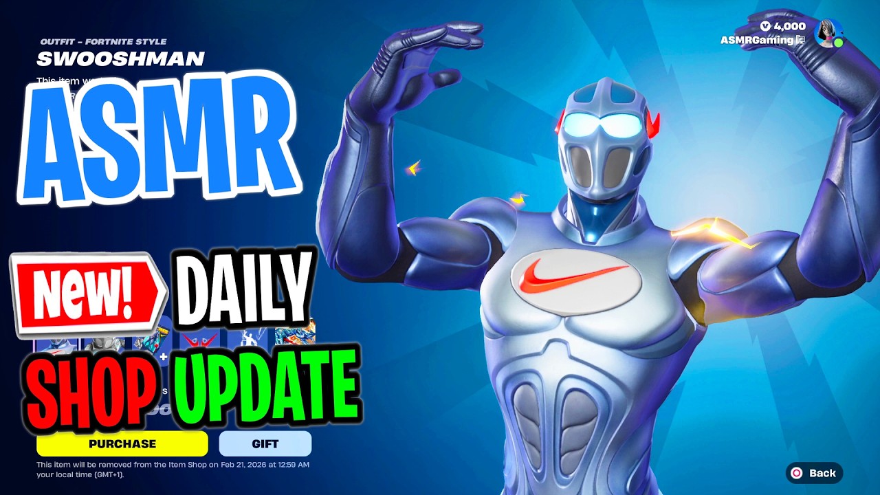 ASMR Fortnite Shop NEW Nike Swooshman Skin! Daily Update Today 🎮🎧 Relaxing Whispering 😴💤