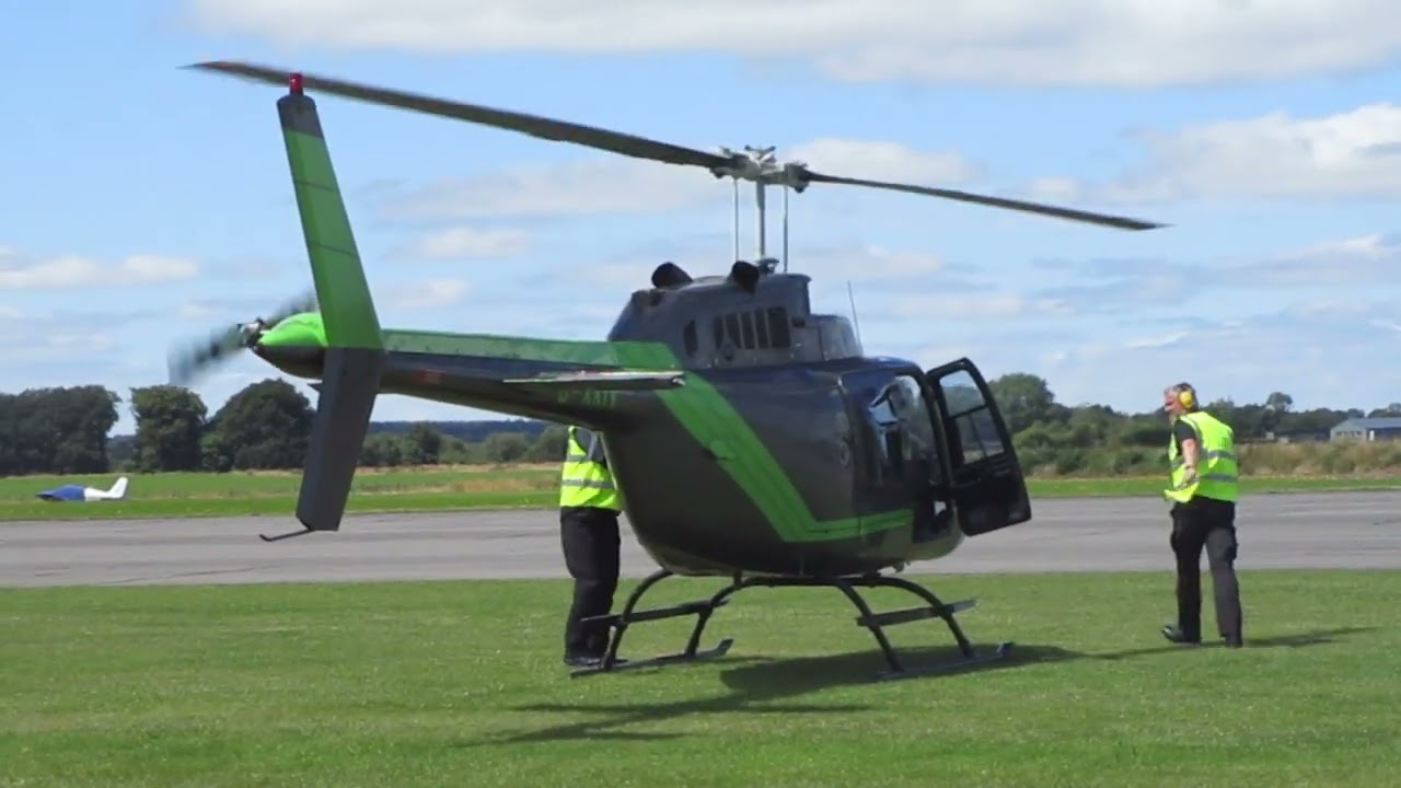 Bell JetRanger Engine Startup and Take off with Scheibe Falke Taxiing