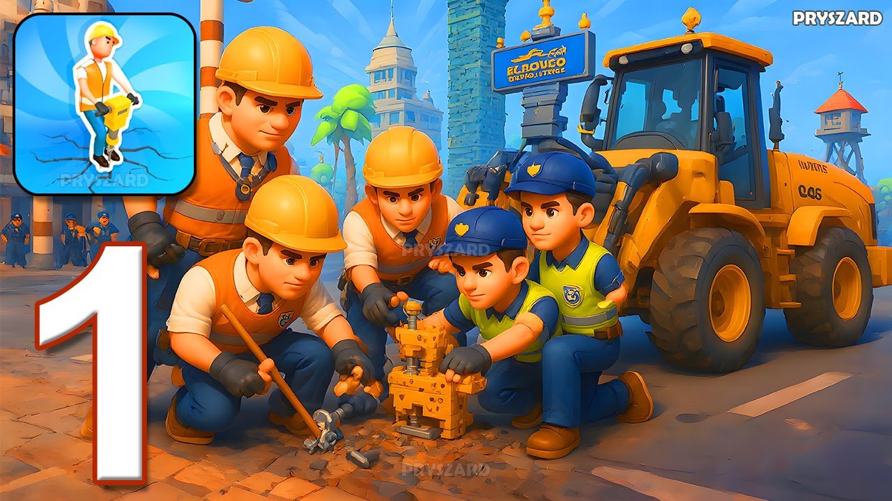 Road Builder Idle - Gameplay Walkthrough Part 1 - Drill The Old Asphalt (iOS, Android)