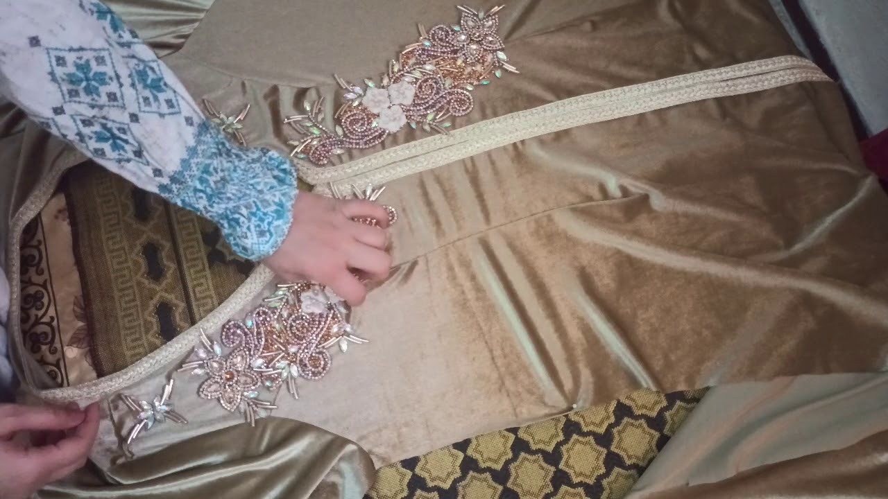 تركيب موتيف جيلاتين على قفطان⁦♥️⁩💃💃 في البيت باسهل طريقة