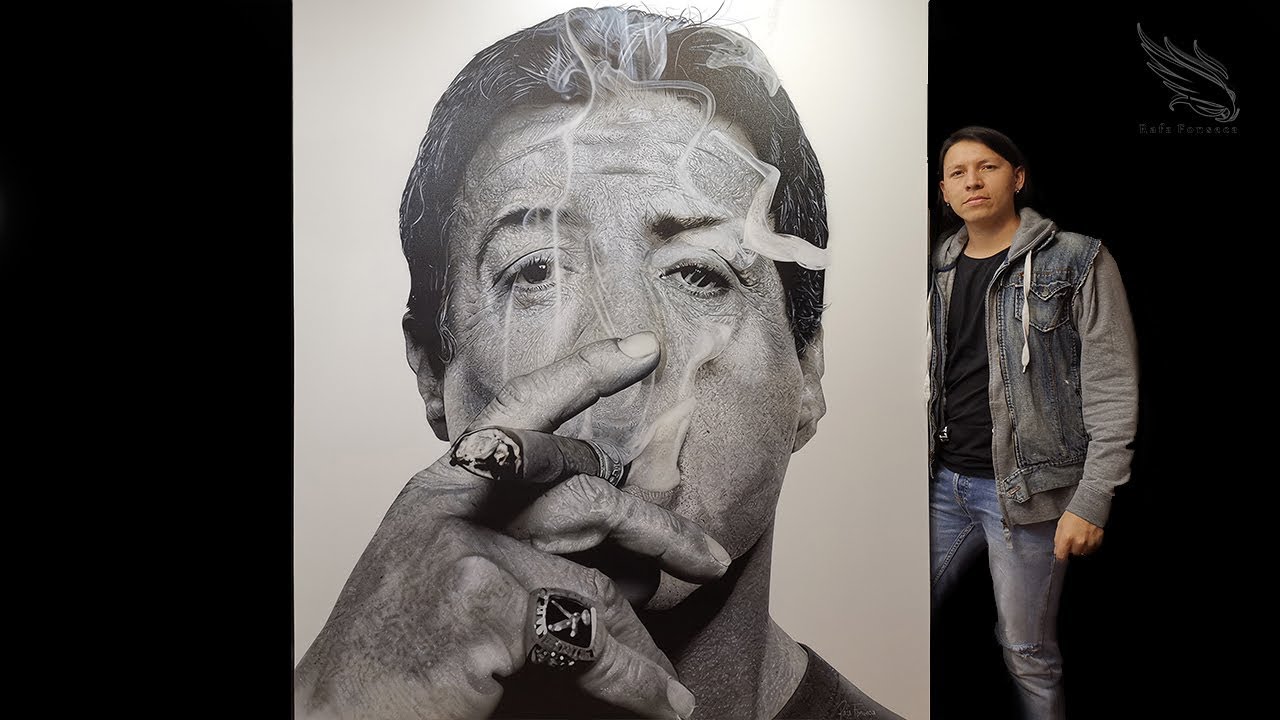 Hyperrealistic Airbrush Painting Sylvester Stallone +200 Work hours
