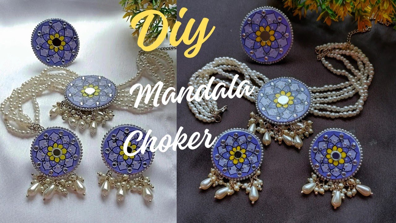 Diy mandala choker handmade jewellery set making / full tutorial mandala jewelleryr making 🌸🌸🌸