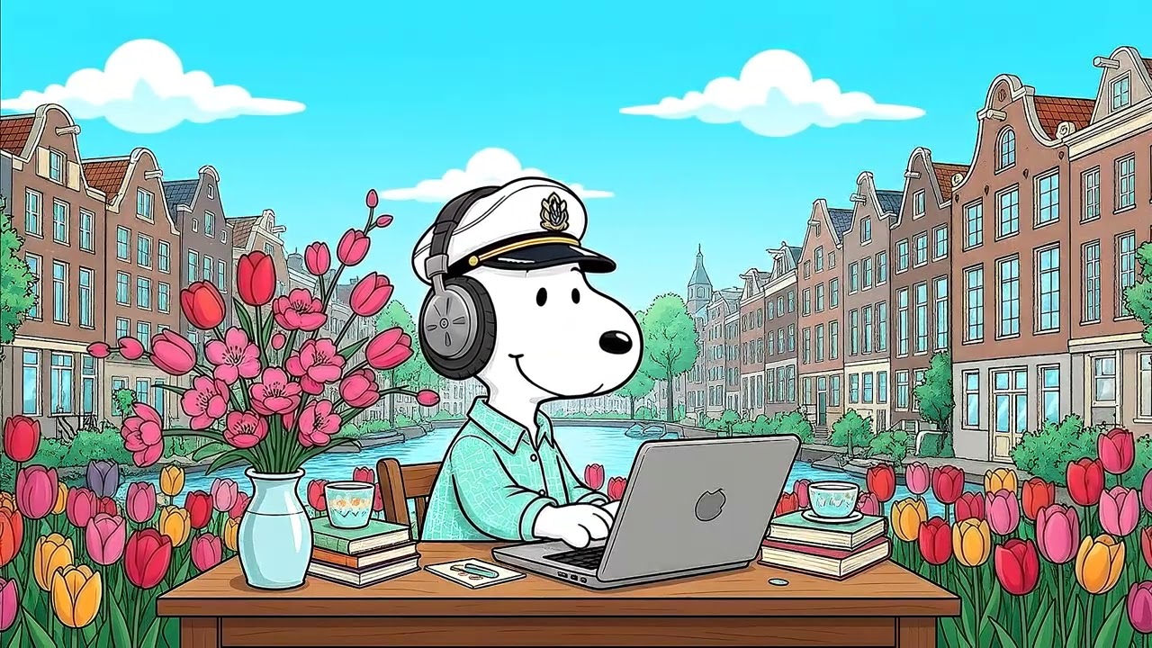 Relaxing Bossa Nova & Jazz Music for Focus & Meditation ☕ Snoopy's Netherlands Spring Temple Café