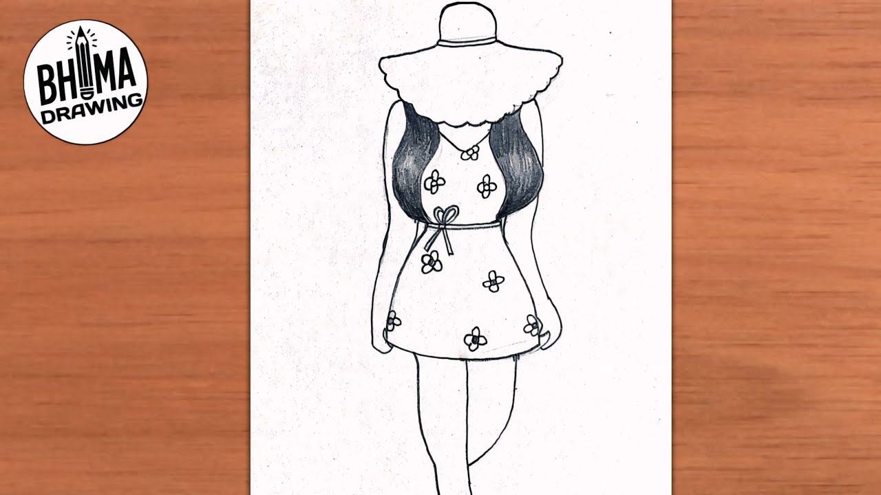 How to draw a Girl with Hat || Girl easy drawing || Easy girl backview drawing