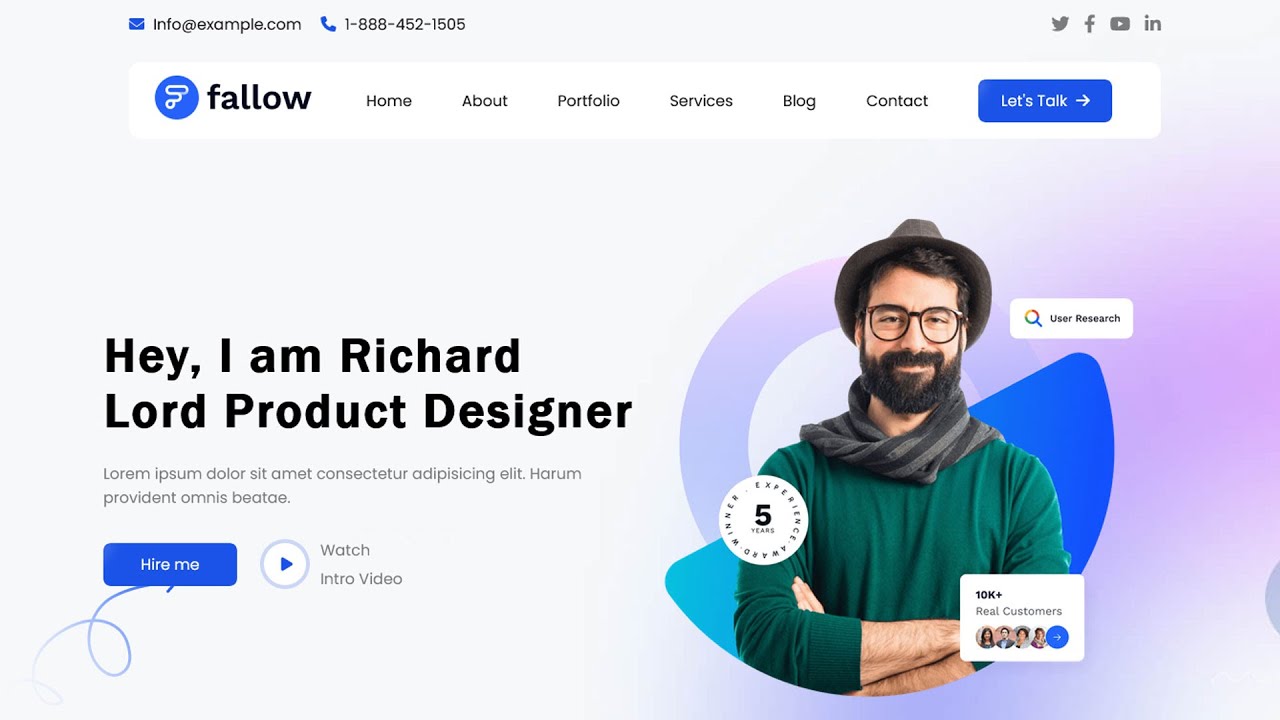 Animated Personal Portfolio Website Using HTML CSS and JavaScript | Website Design Tutorial