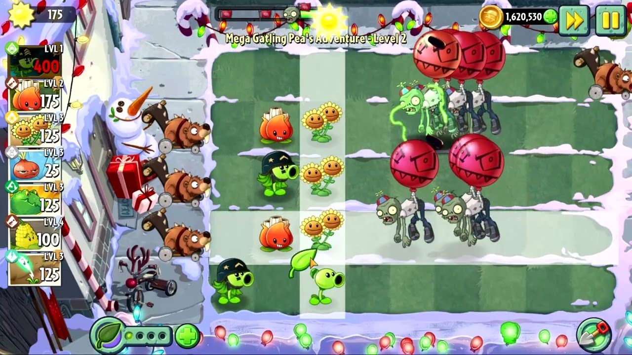 Mega Gatling Pea's Adventure Level 2 (Plants vs. Zombies 2)