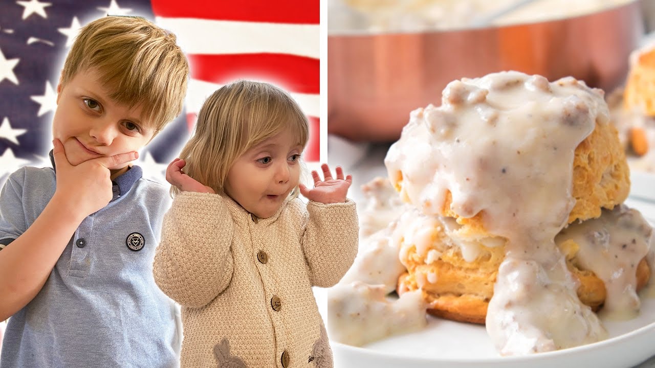 BRITISH FAMILY Try Biscuits and Gravy FOR THE FIRST TIME | THAT'S SO EDWARDS