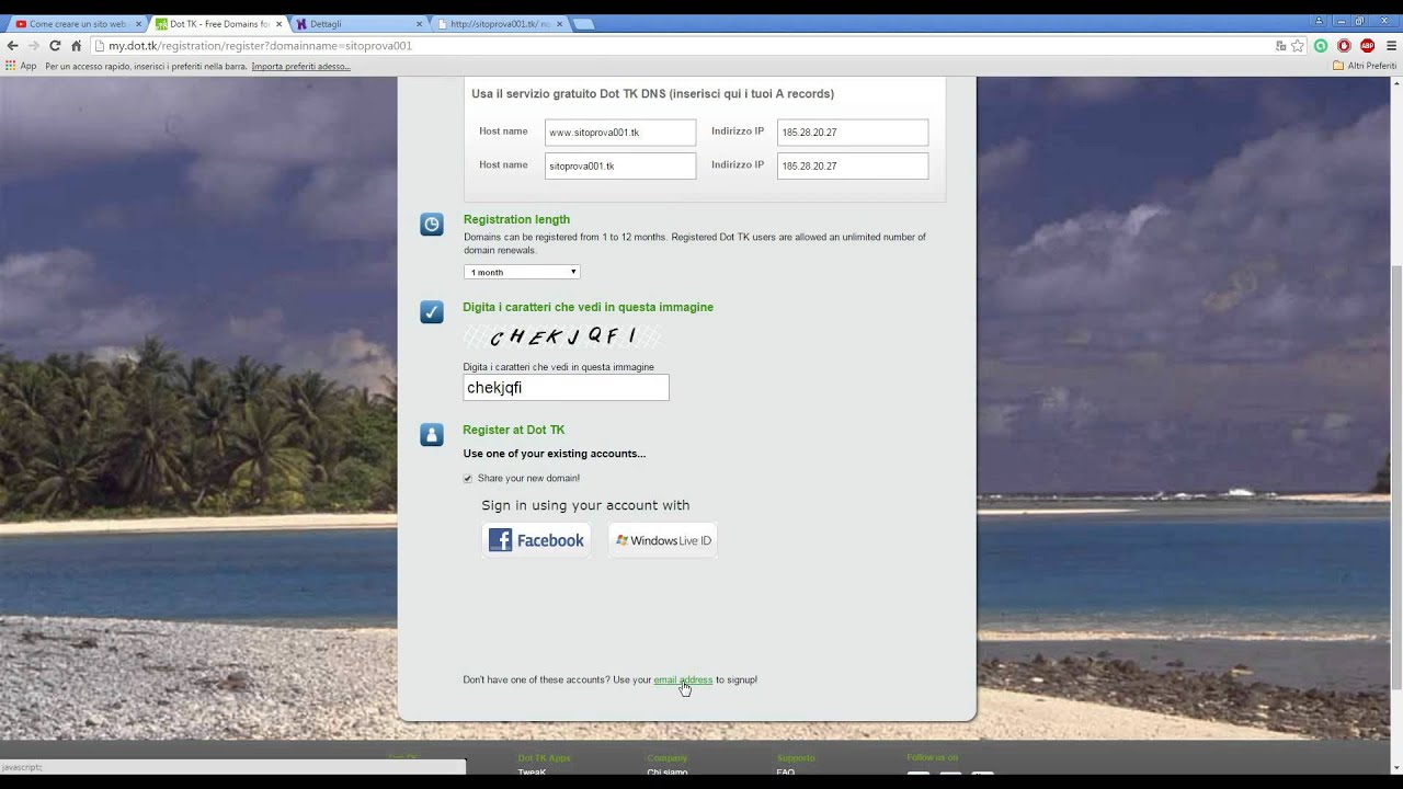 Tutorial: Come ottenere un sito web con dominio di secondo livello gratuito