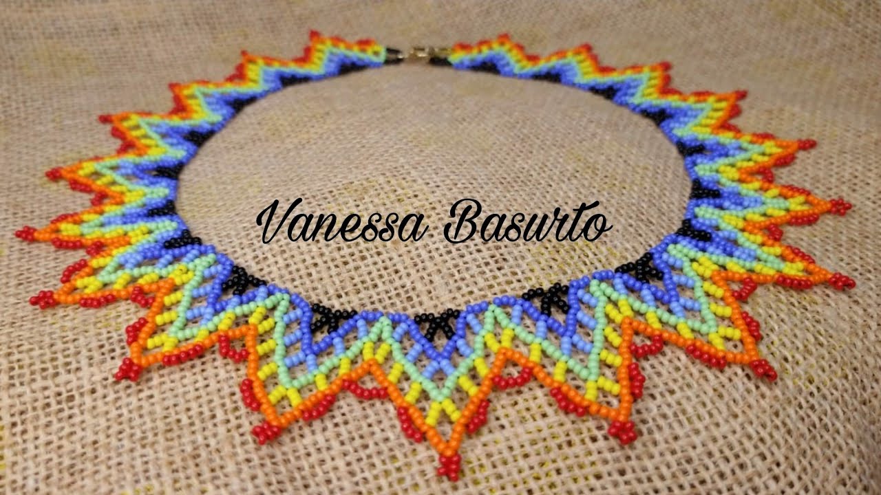 COMO HACER UN COLLAR ESTILO HUICHOL MULTICOLOR PASO A PASO  #Tutorial #AprendeGratis