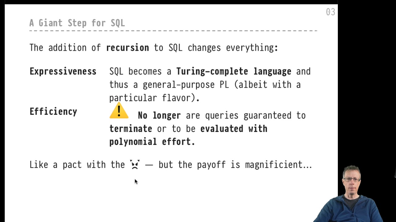 Advanced SQL &mdash; Chapter #06 &mdash; Video #39 &mdash; Recursion in SQL, recursive CTE syntax & semantics (UNION)
