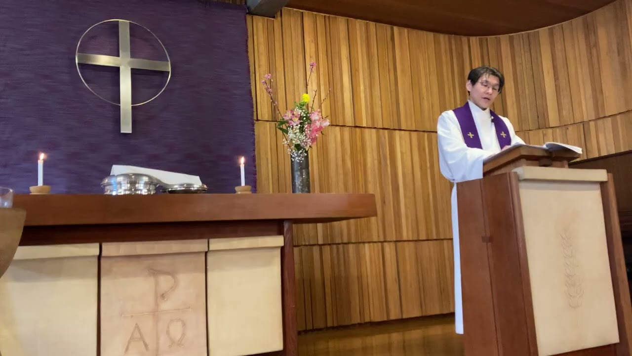 説教題「最後のアダムの勝利」（マタイ福音書4:1-11）「退け、サタン。『あなたの神である主を拝み、／ただ主に仕えよ』／と書いてある。」そこで、悪魔は離れ去った。すると、天使たちが来てイエスに仕えた。