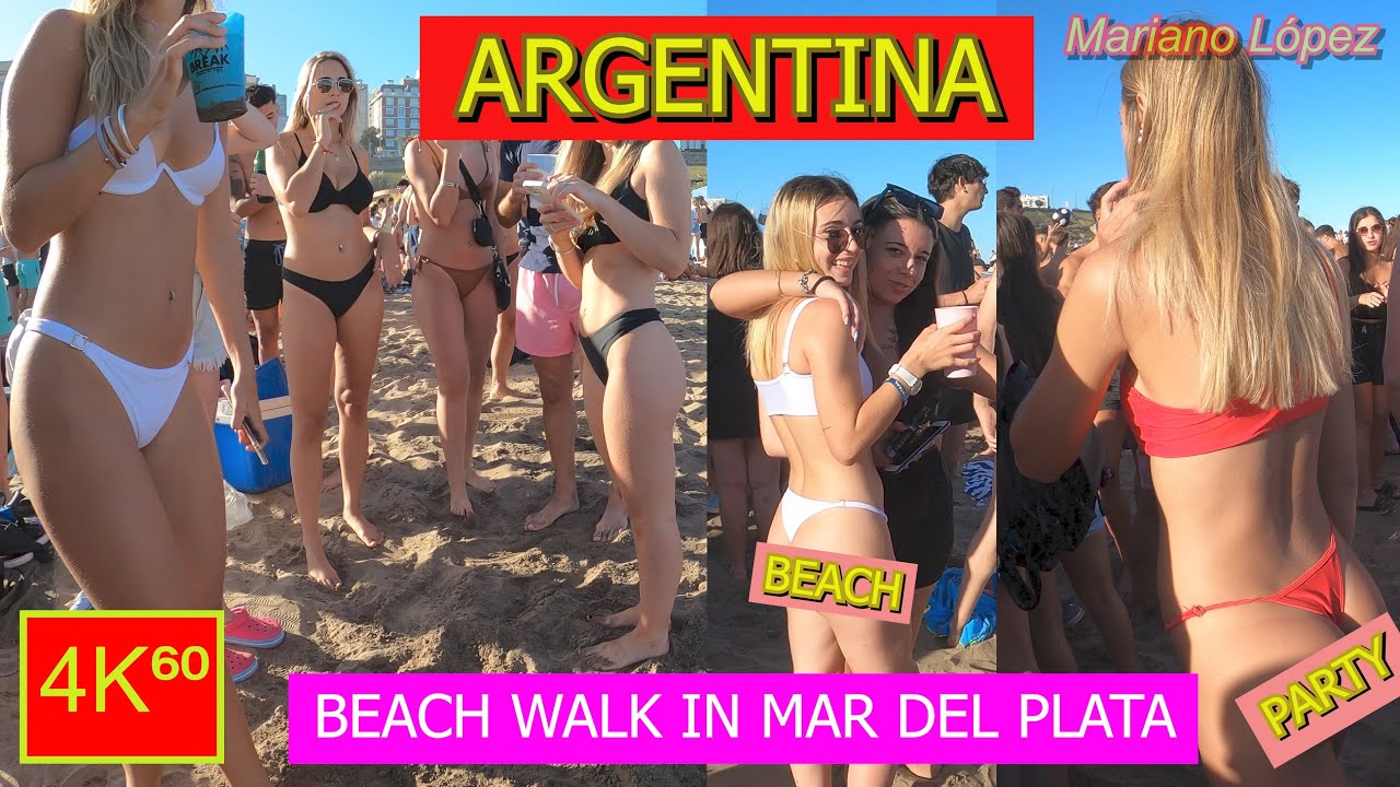 4K⁶⁰ - 👉 BEACH WALK (Playa Grande) 🏖️ - ARGENTINA - Mar del Plata - SUMMER ☀️ Travel