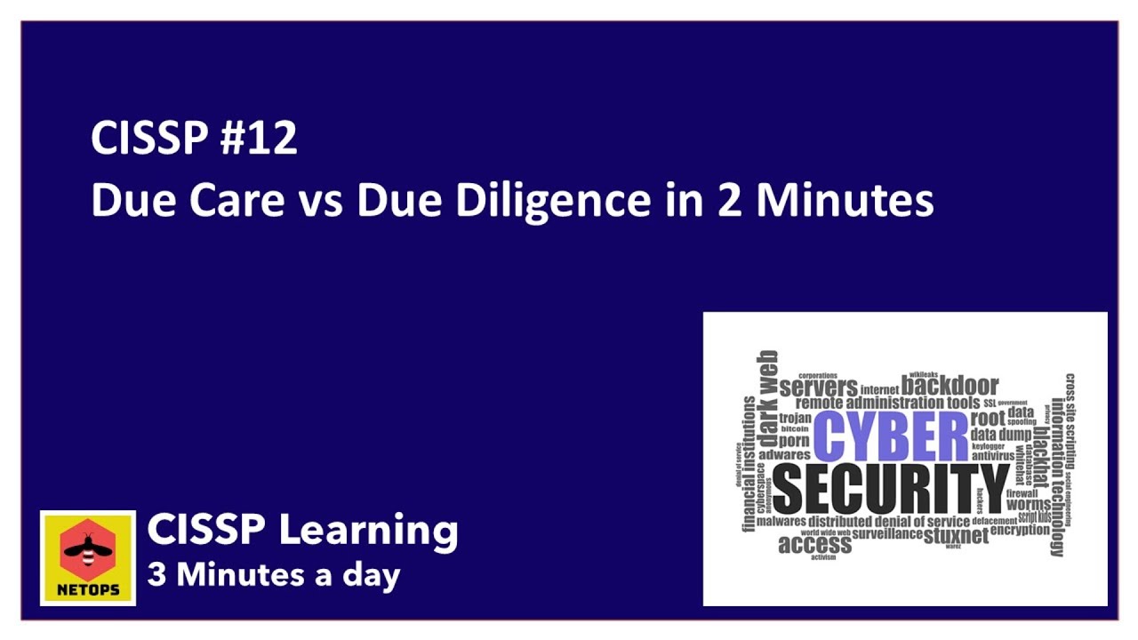 CISSP #12 Due Care vs Due Diligence in 2 Minutes