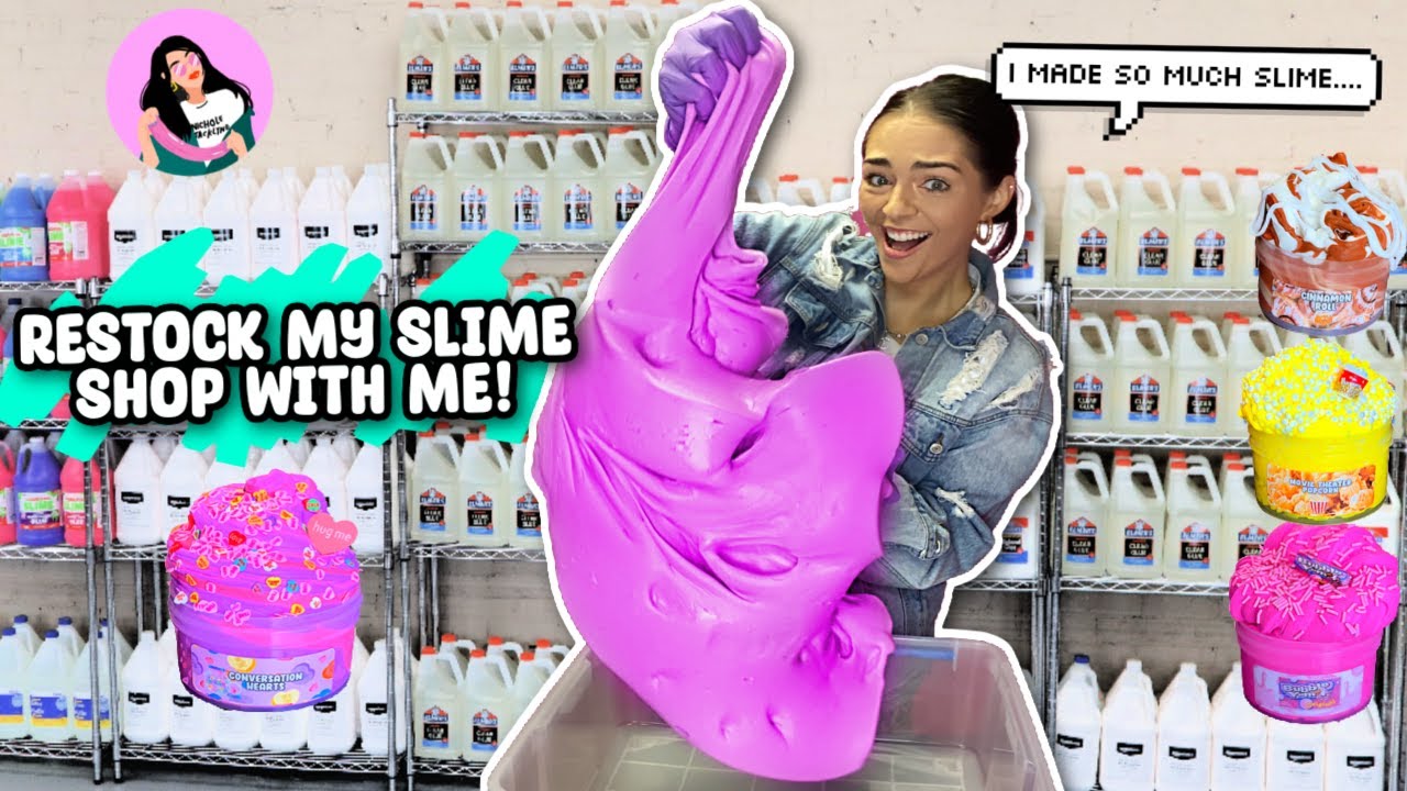 RESTOCK MY SLIME SHOP WITH ME! *i made SO MUCH SLIME*