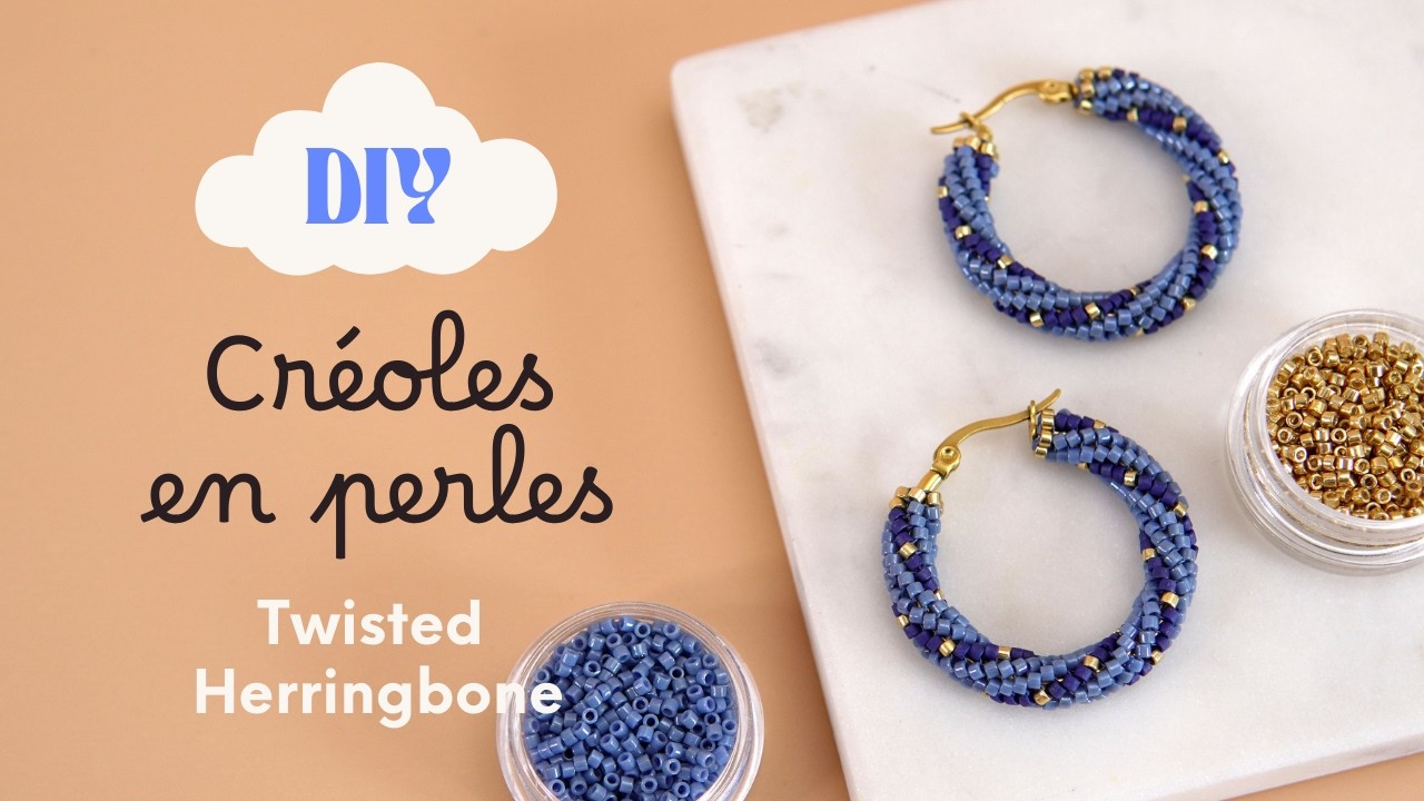 Tuto Boucles d'oreille Miyuki : Créoles en perles tissage Twisted Herringbone Tubulaire