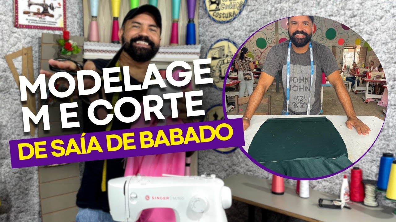 MODELAGEM E CORTE DA SAÍA COM BABADO 🧵✂️#presencial #dicasdecostura #costuracriativa#costura
