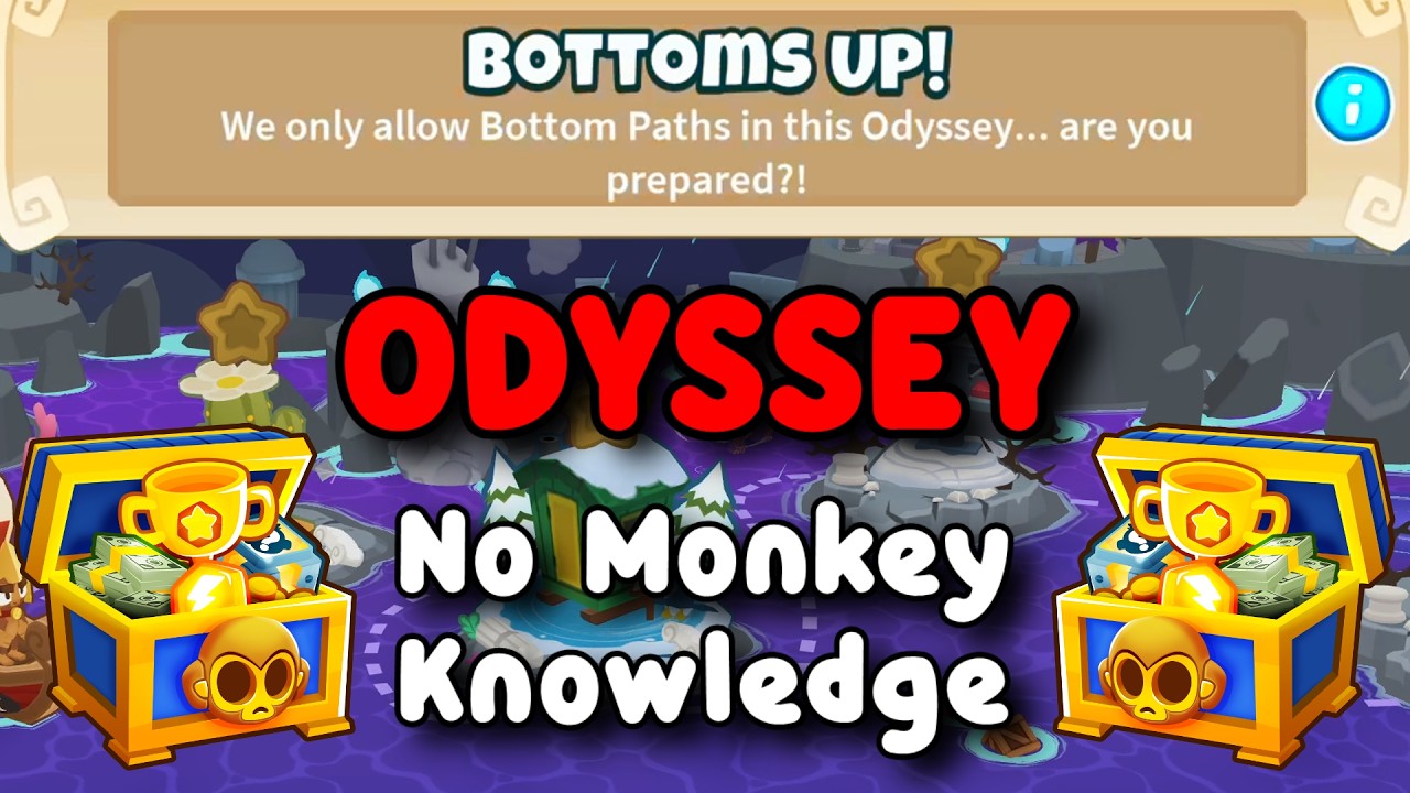BTD6 Odyssey | No Monkey Knowledge Guide | Hard Mode Tutorial | Bottoms Up!