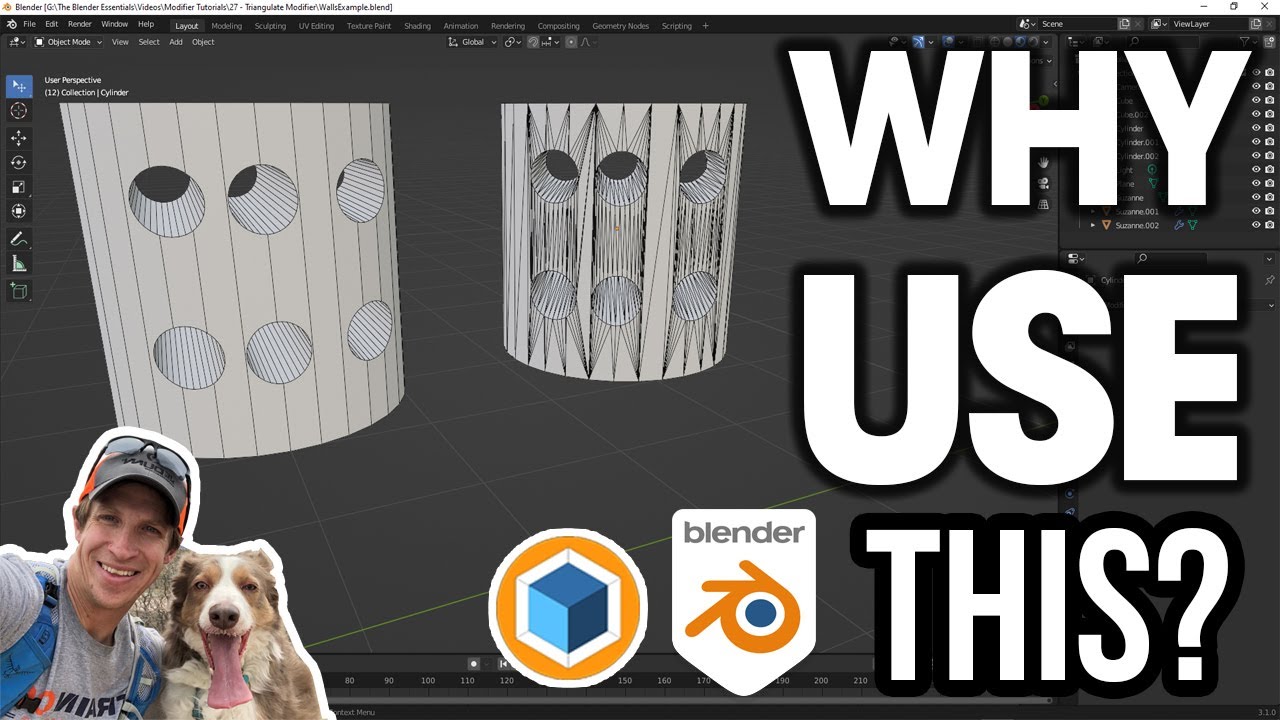 Зачем использовать модификатор Blender TRIANGULATE? (Краткое руководство здесь!)