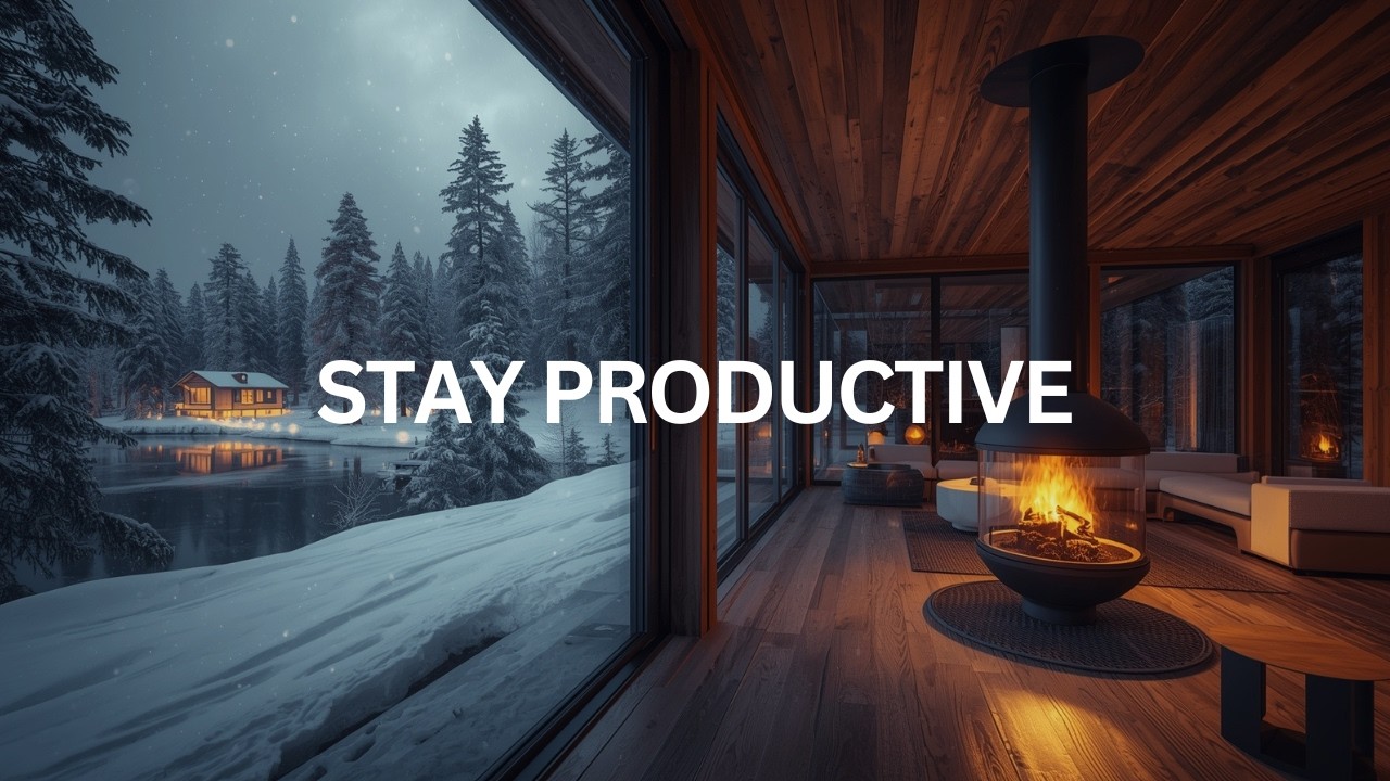 Smooth Jazz for Productivity ☕ Winter Night Fireplace Deep Work Music | Working Jazz Music