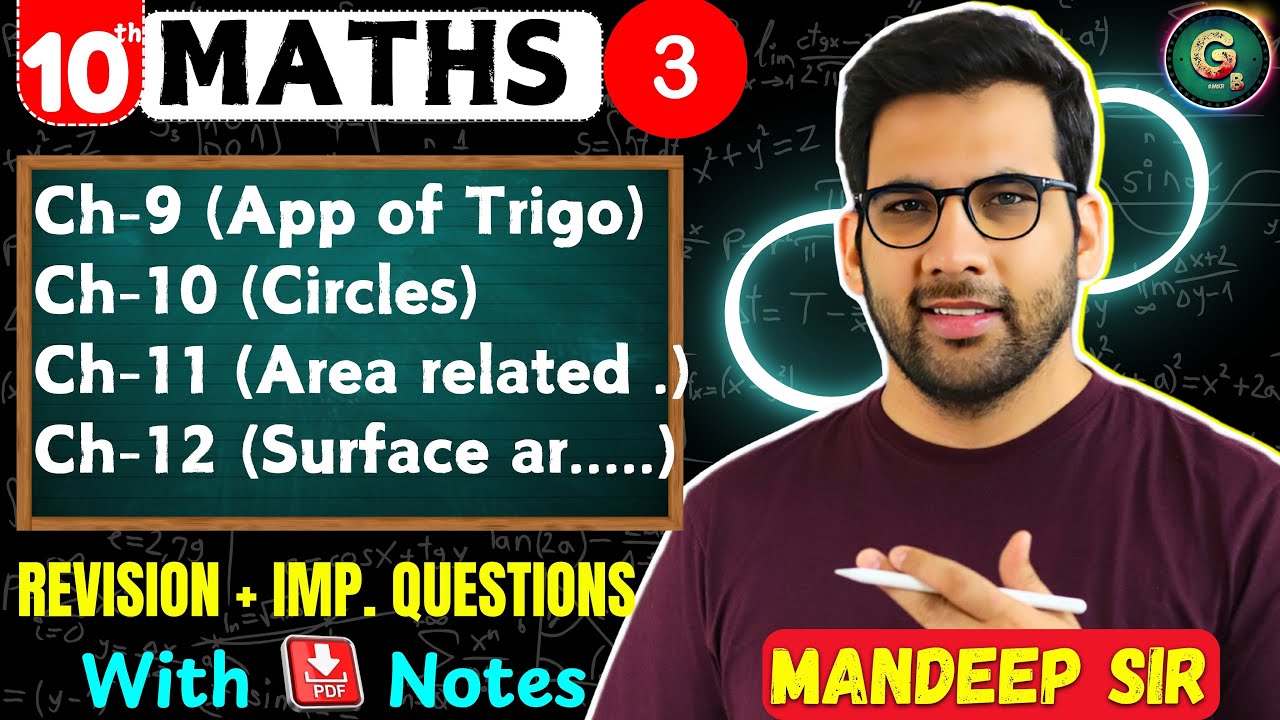 Class 10, Maths Revision + Important Questions | Board Exams PART 3