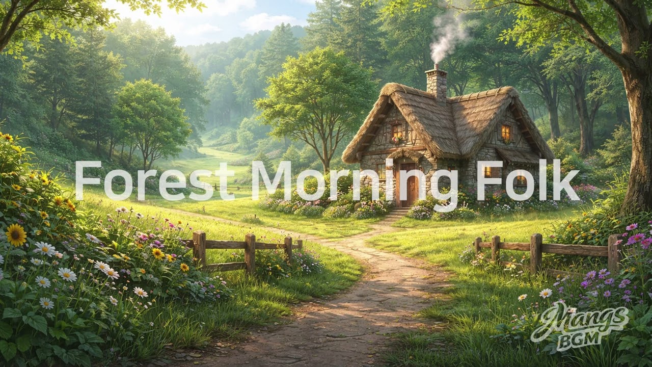 작은 오두막의 아침 🌾 Cottagecore Folk | 통기타와 피리가 흐르는 힐링 음악 (1.5H)