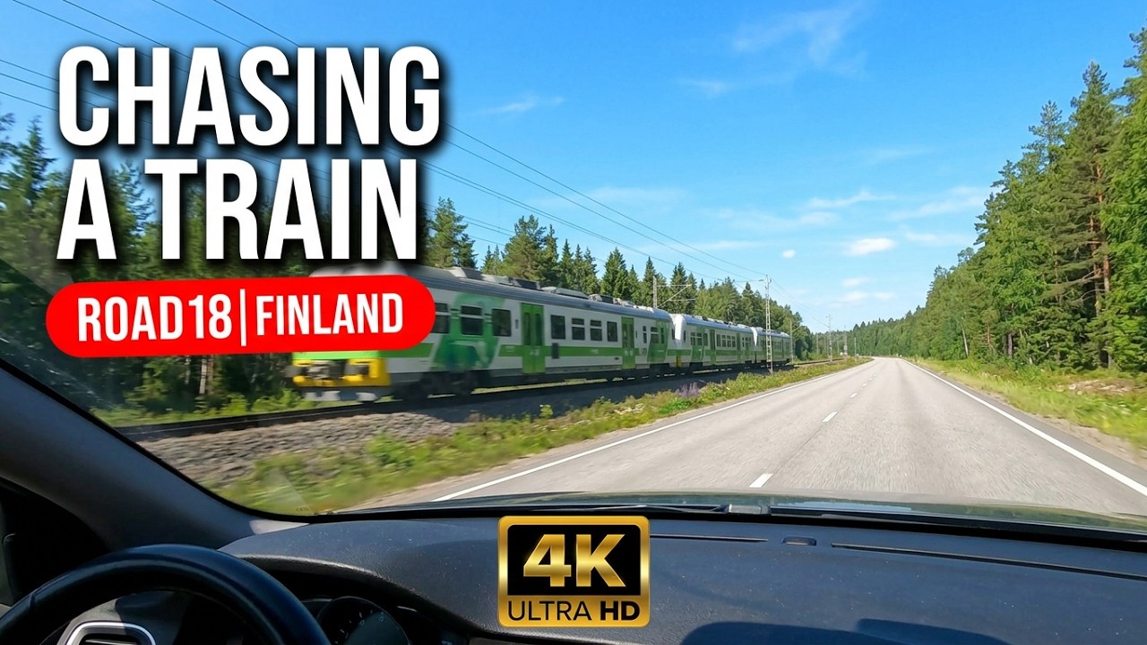Chasing a Train on Road 18 🇫🇮 | Jyväskylä to Laihia | Finland Countryside Drive