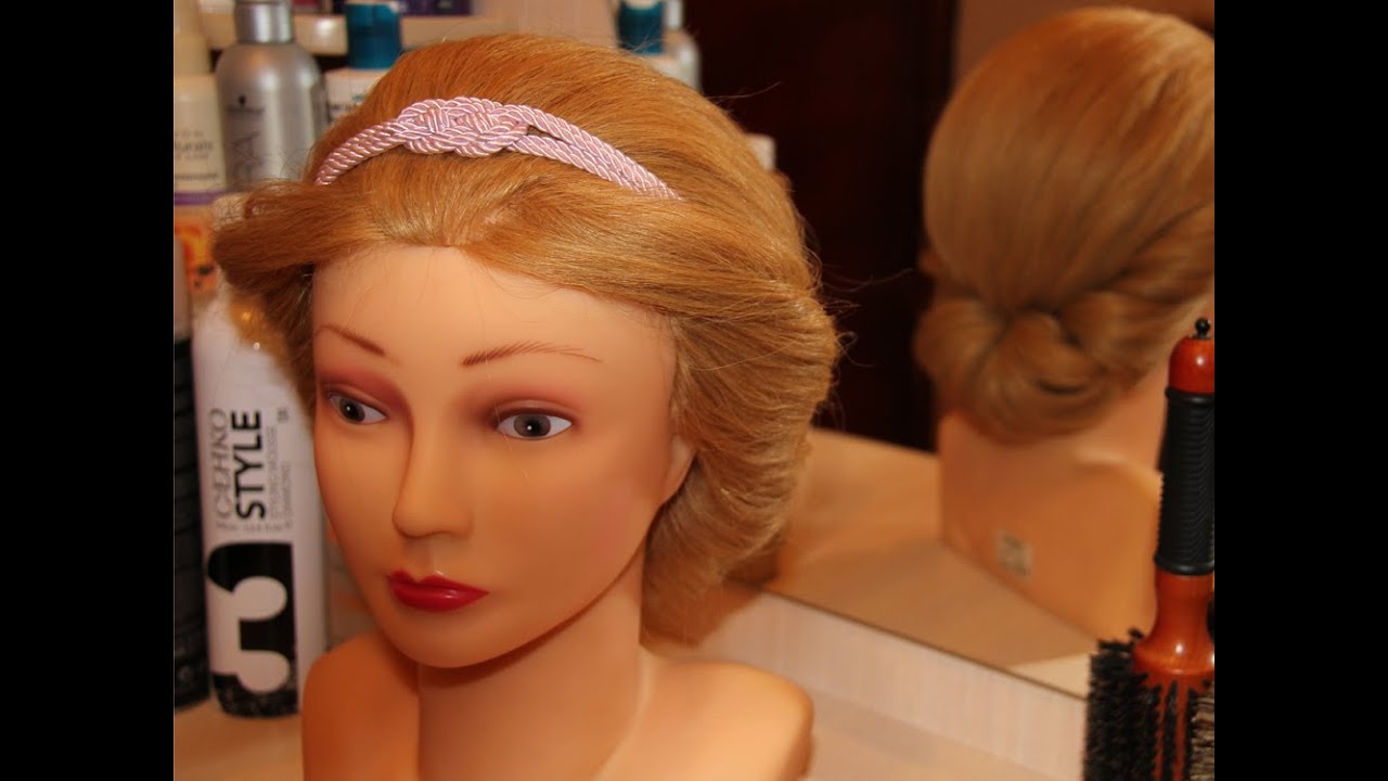 Греческая причёска с повязкой на средние волосы