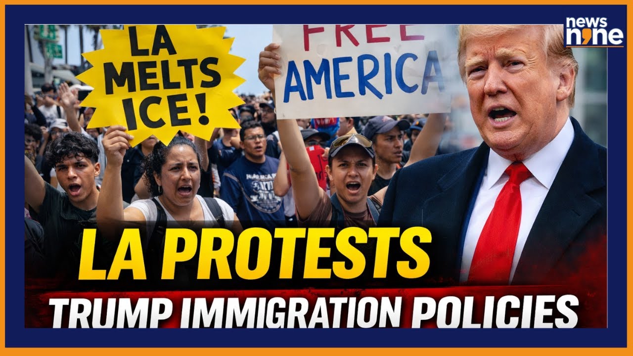 LA Protesters Rally Against ICE and Immigration Policies on Trump Anniversary