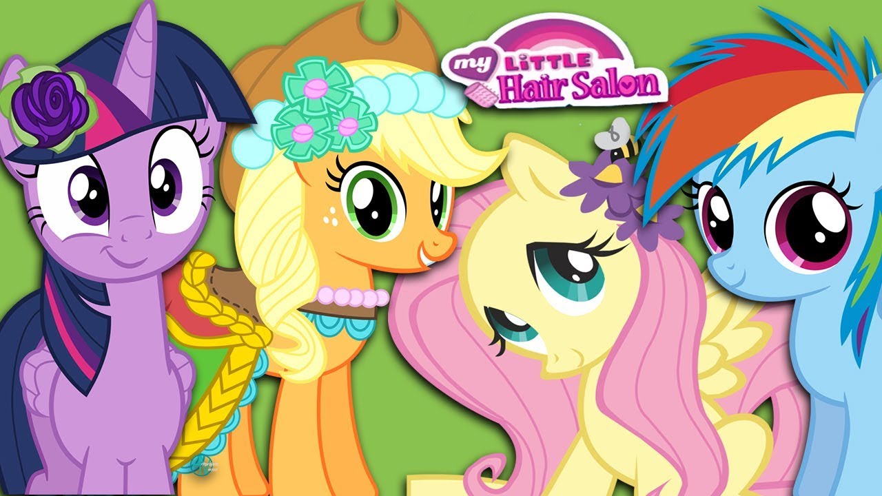 MLP Hair Salon Hairdresser Applejack Twilight Sparkle Fluttershy Rainbow Dash Makeover Game