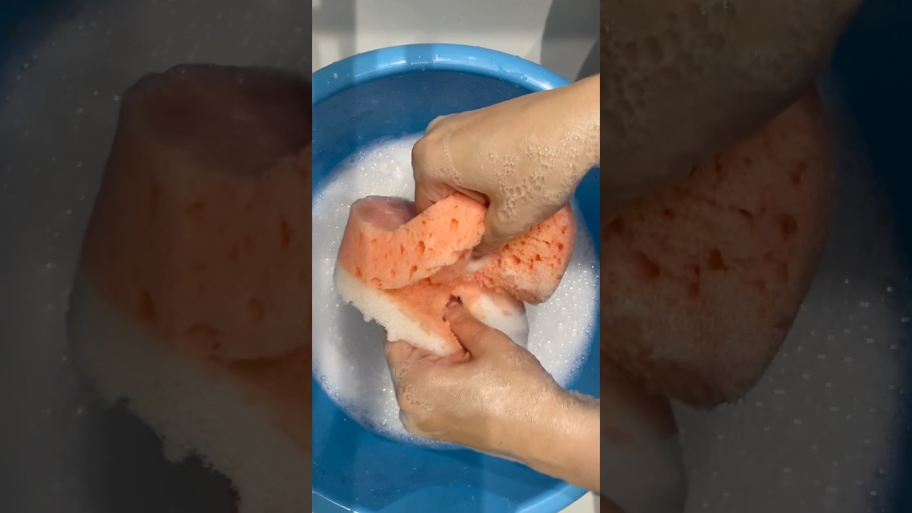 ASMR soapy bath sponge scour of ripping