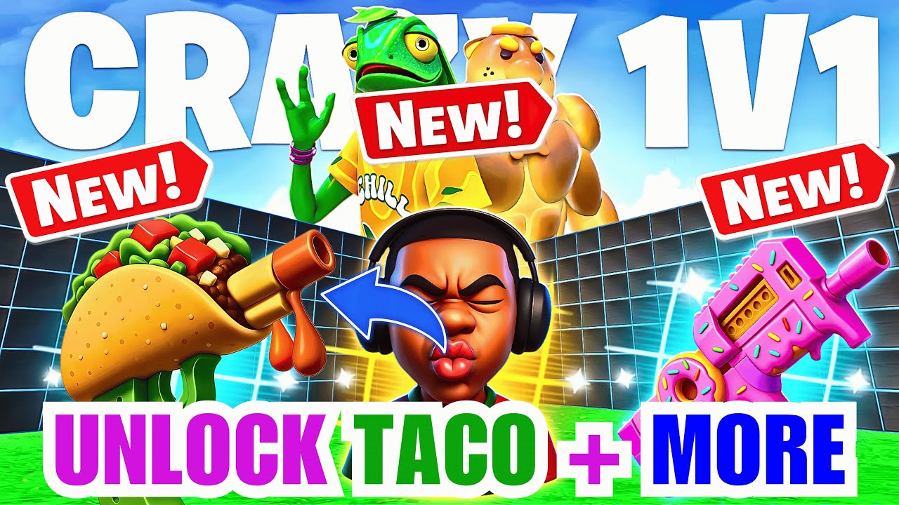 NEW WEAPONS TACO PISTOL CRAZY 1V1 FFA ALL GUNS & RIDES FORTNITE - ALL SECRETS LOCATIONS PART 37