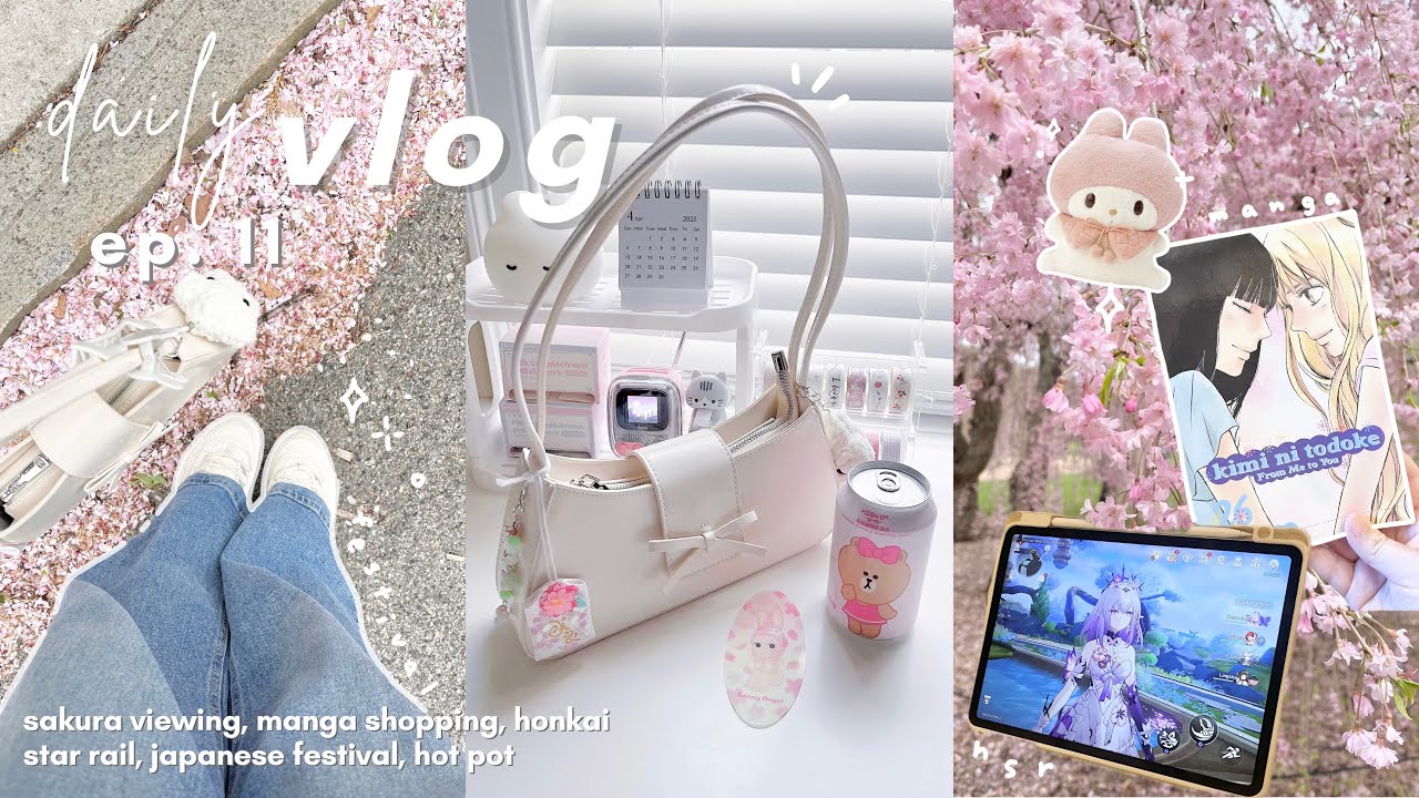 aesthetic daily vlog *:･ﾟ|🌸 cherry blossom viewing, japanese festival, manga shopping, gaming