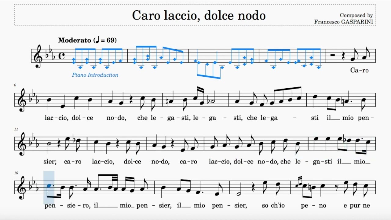 Caro Laccio, Dolce Nodo (Gasparini) | E♭Major | ABRSM Grade 6 | List A | 69 bpm | Sing-Along