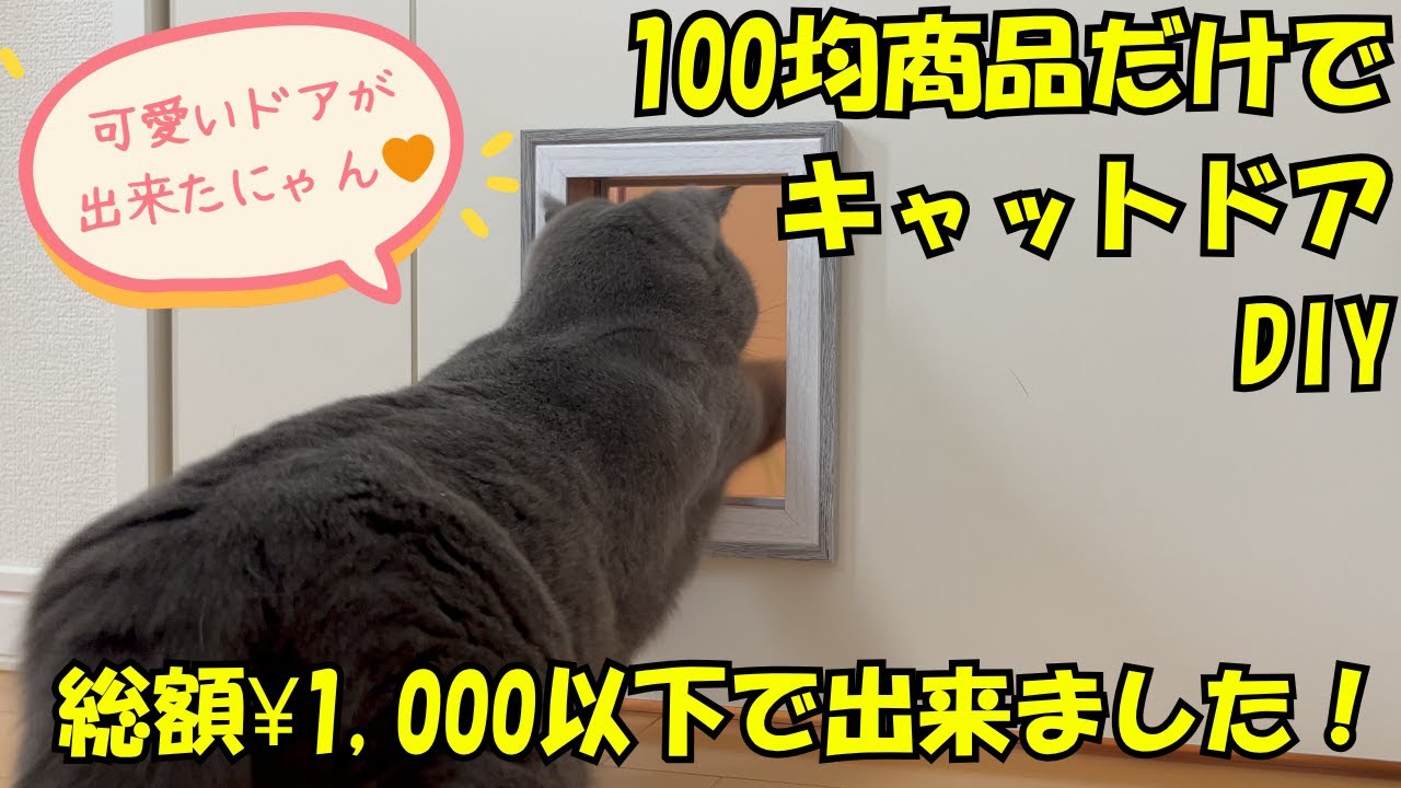 【誰でも簡単🛠️】ドアくり抜き100均額縁で自作キャットドアをDIY！総額〇〇円‼️#100均diy #キャットドアdiy 