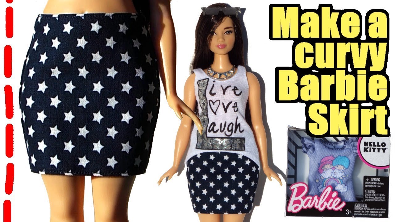 Make a skirt for curvy Barbie with a free printable pattern. DIY tutorial