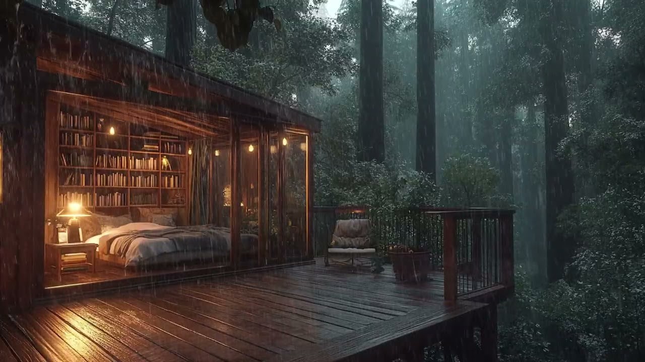 Forest Rain Sounds for Long Deep Sleep | Peaceful Night Ambience