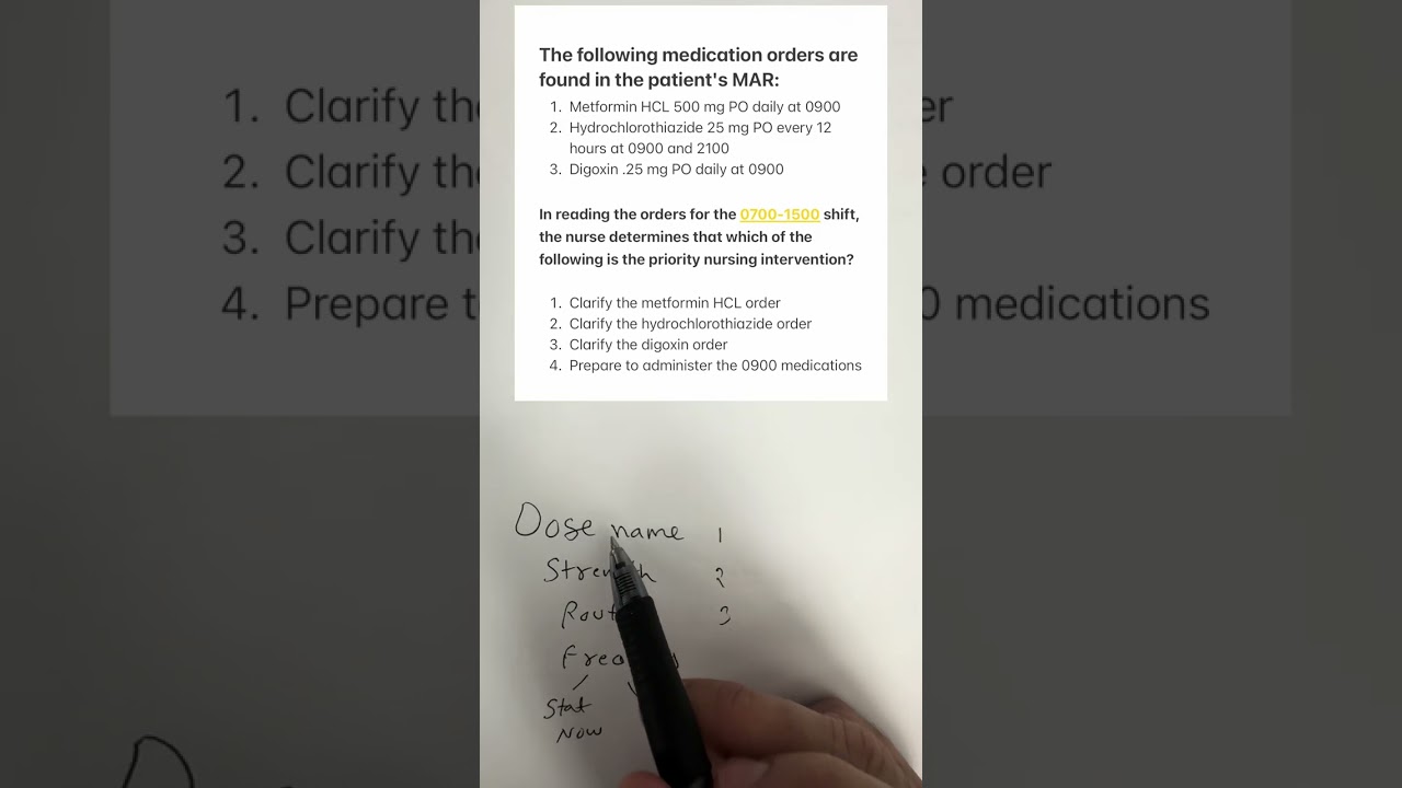 Which order nurse needs to clarify? Nclex