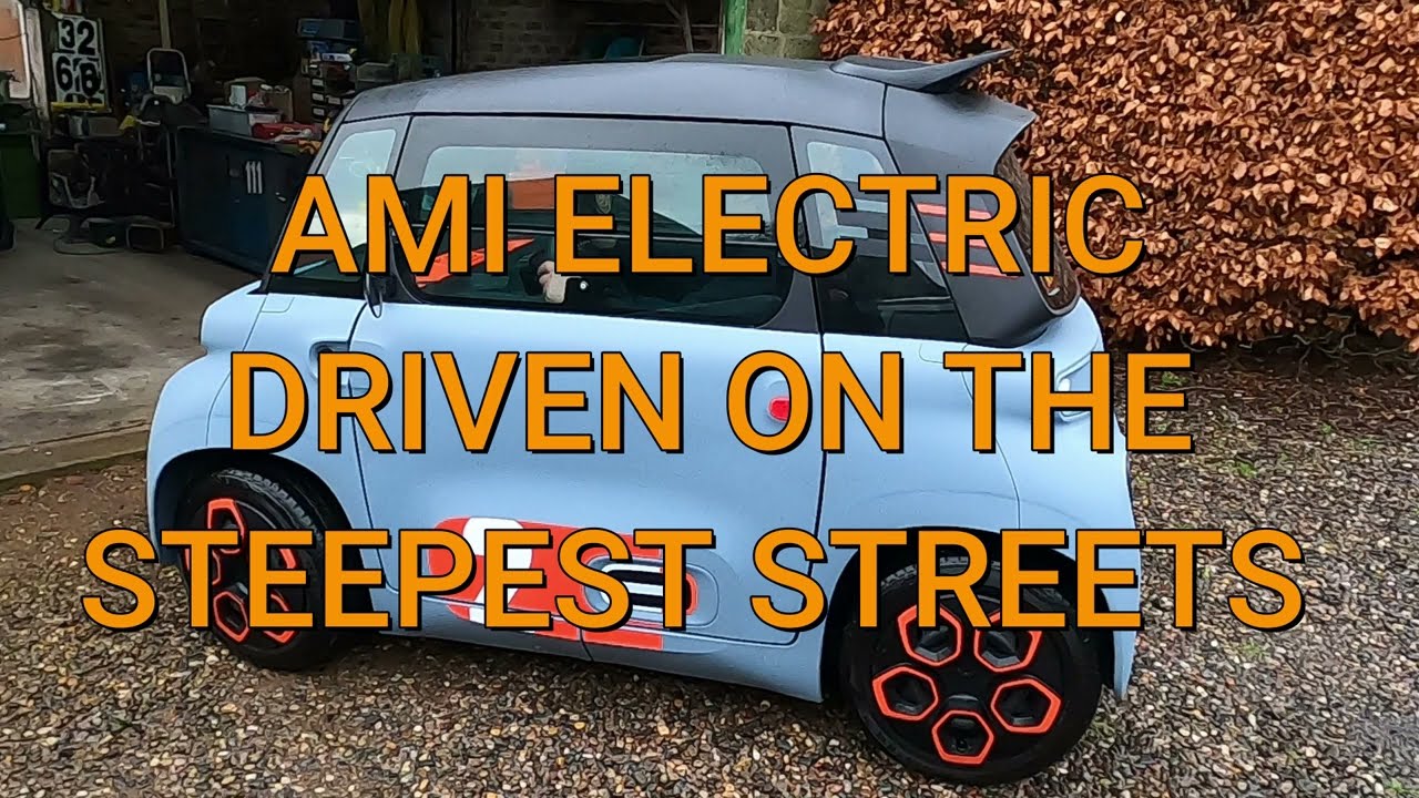 Driving Citroen Ami Electric on Steep Hills in Historic Culross - 8mph reverse limit tested.