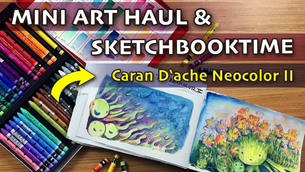 ✨Mini ART HAUL✨ and Testing  CARAN D'ACHE NEOCOLOR II  in my Sketchbook ❤️  Love these Pastels!!