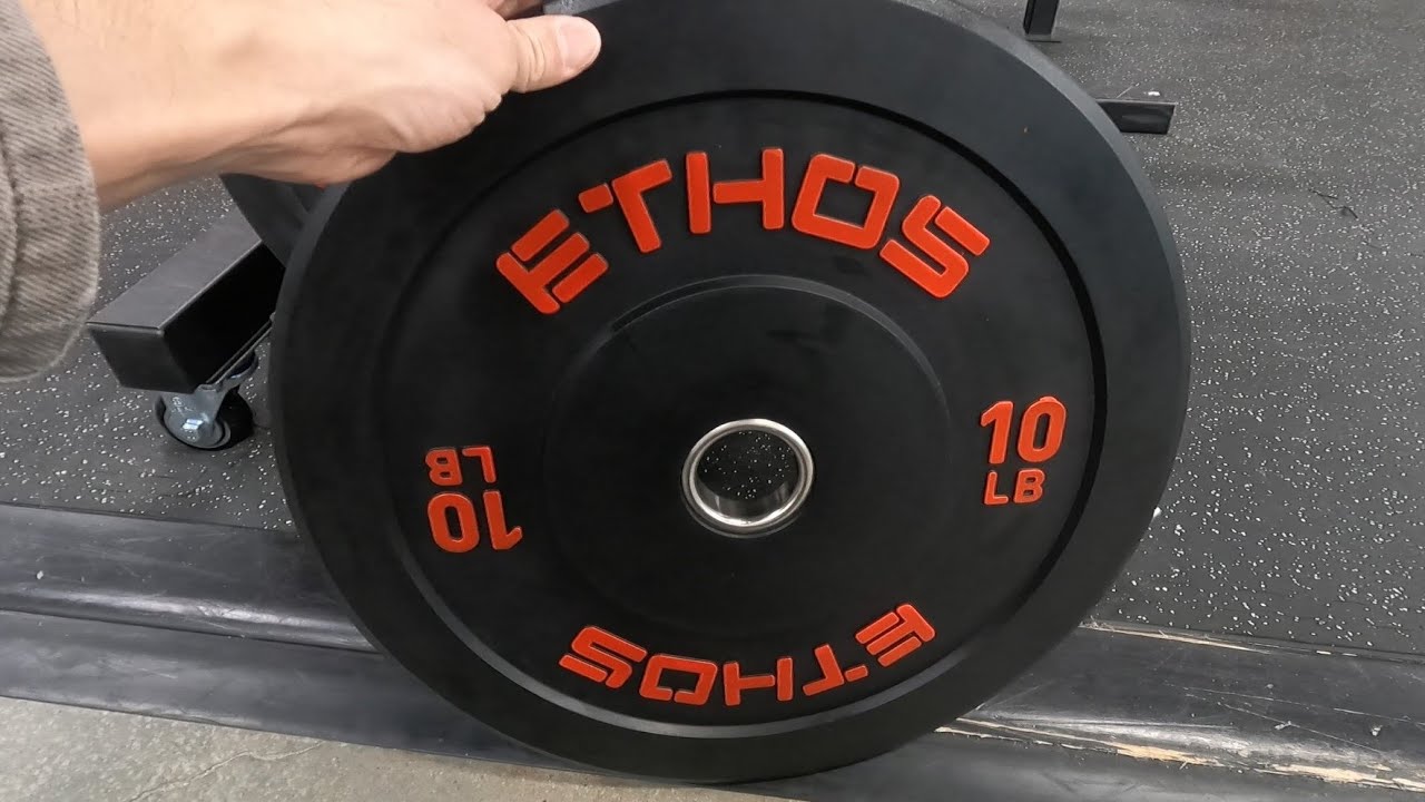 ETHOS 10 LB BUMPER PLATE OLYMPIC BUMPER PLATES WEIGHTS CLOSER LOOK FITNESS TRAINING WEIGHT LIFTING